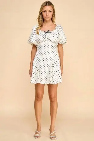 Vestido Corto Polkadots Blanco