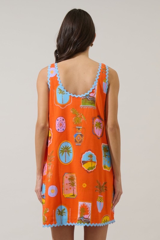 Vestido Corte A Naranja Estampado