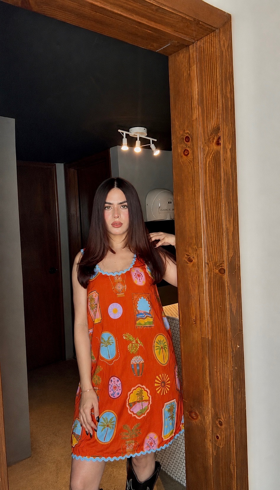 Vestido Corte A Naranja Estampado