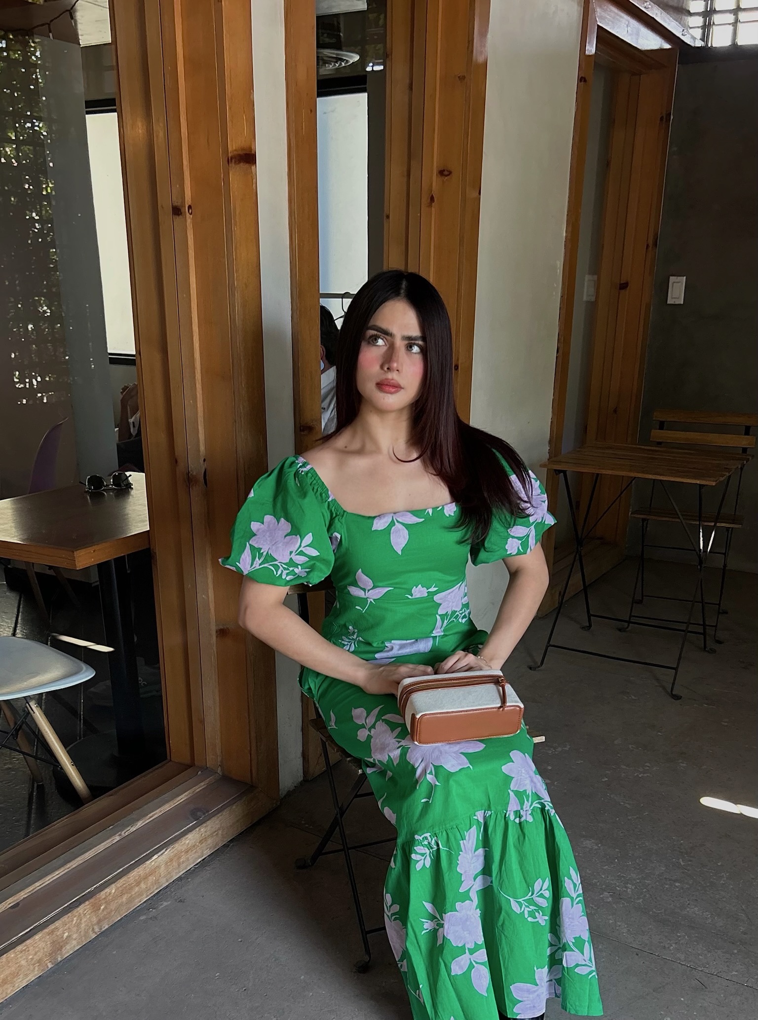 Vestido Midi Estampado Verde/Lila