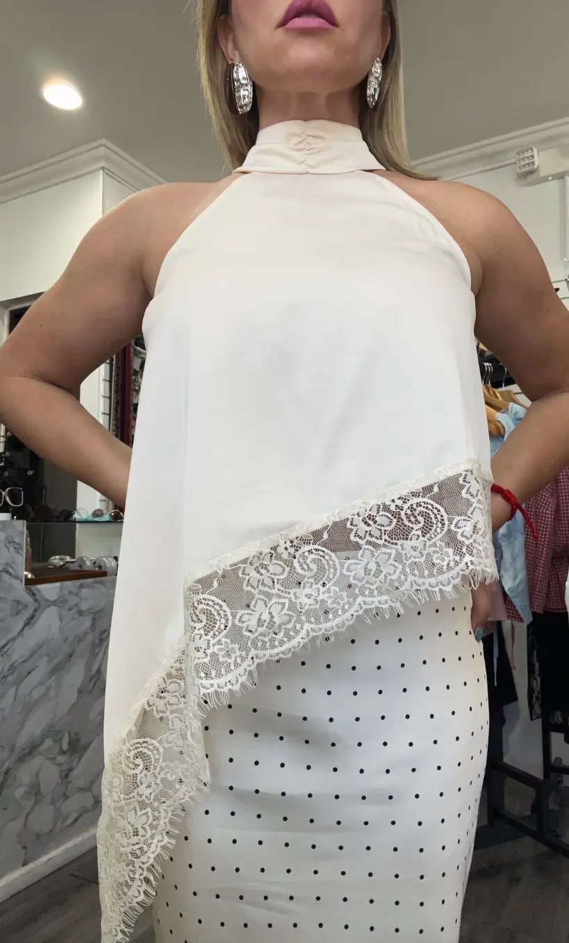 Blusa Sin Mangas Halter Con Encaje