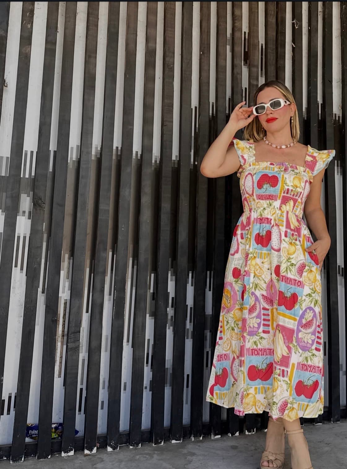 Vestido Midi Estampado Colorido
