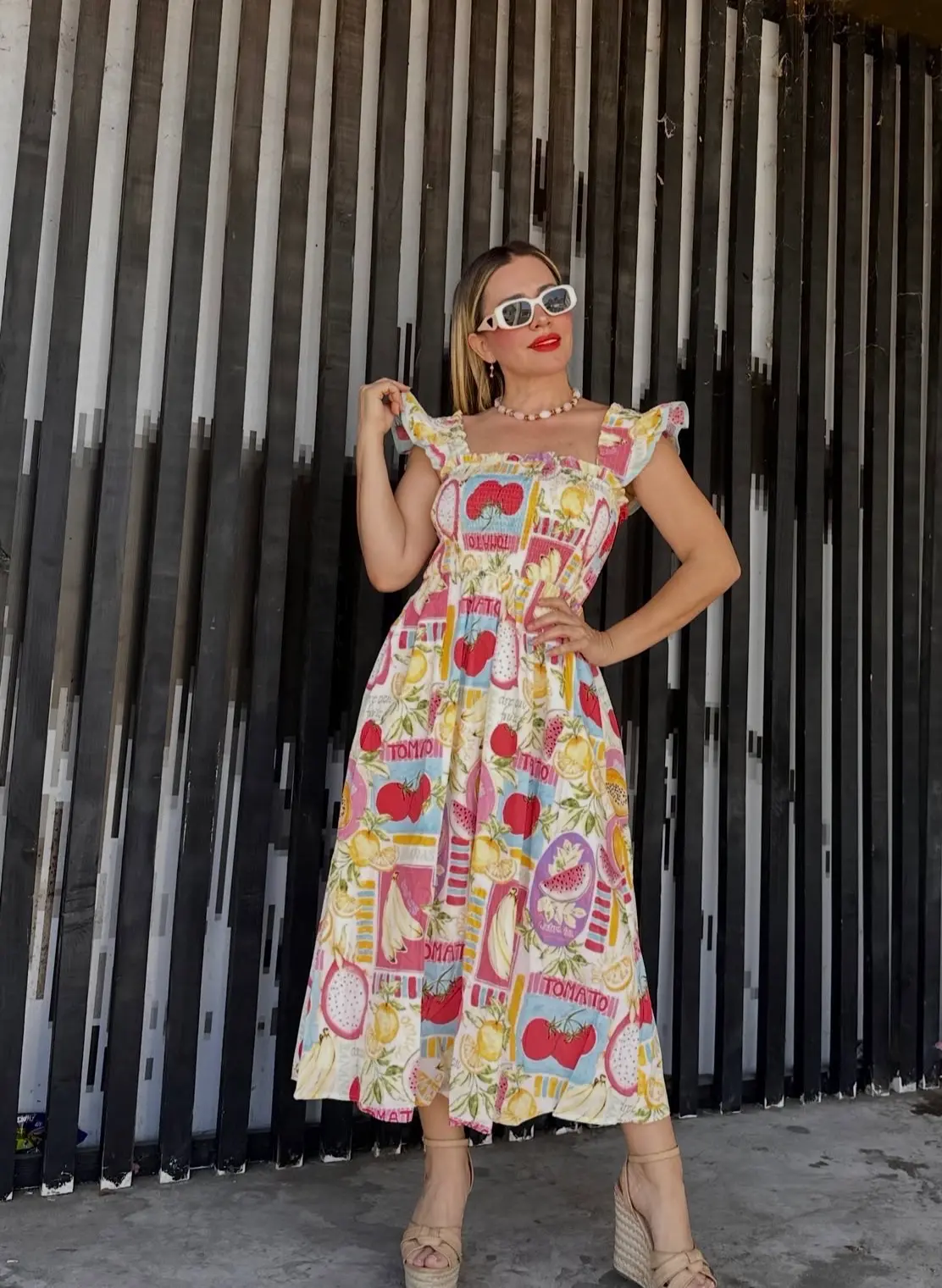 Vestido Midi Estampado Colorido