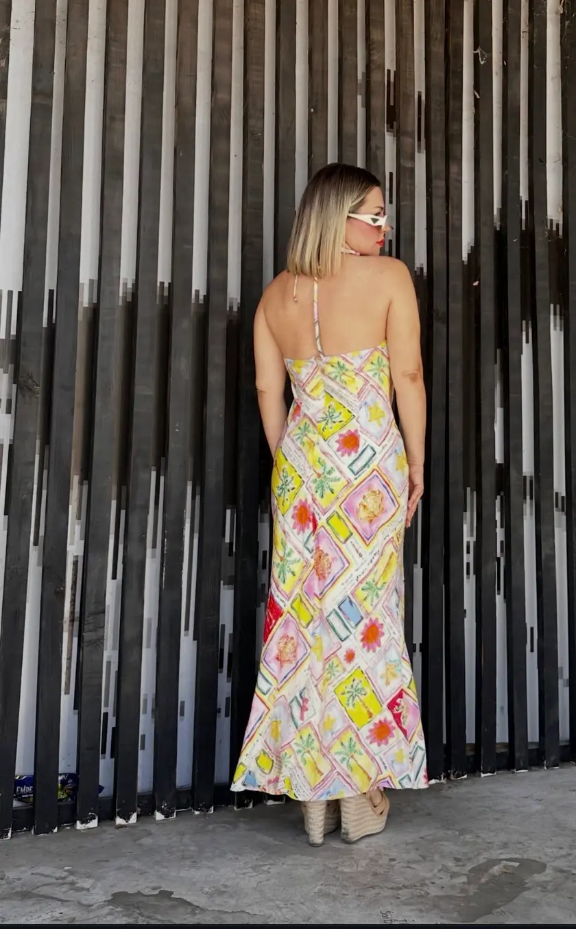 Vestido Largo Halter Multicolores
