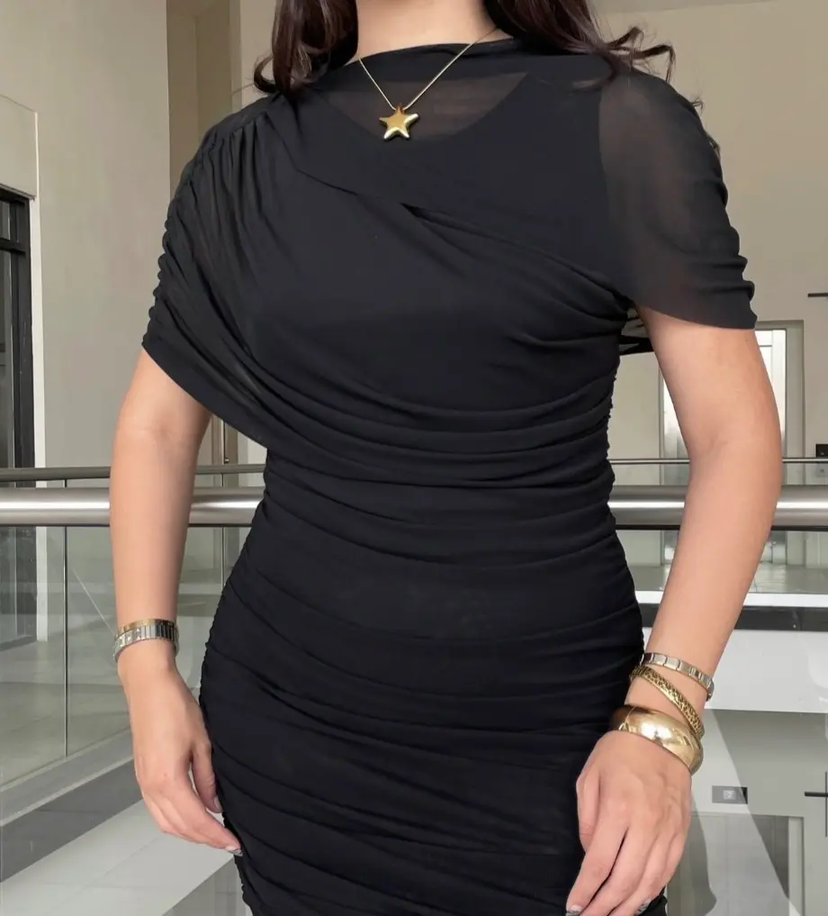 Vestido Corto Mesh Negro