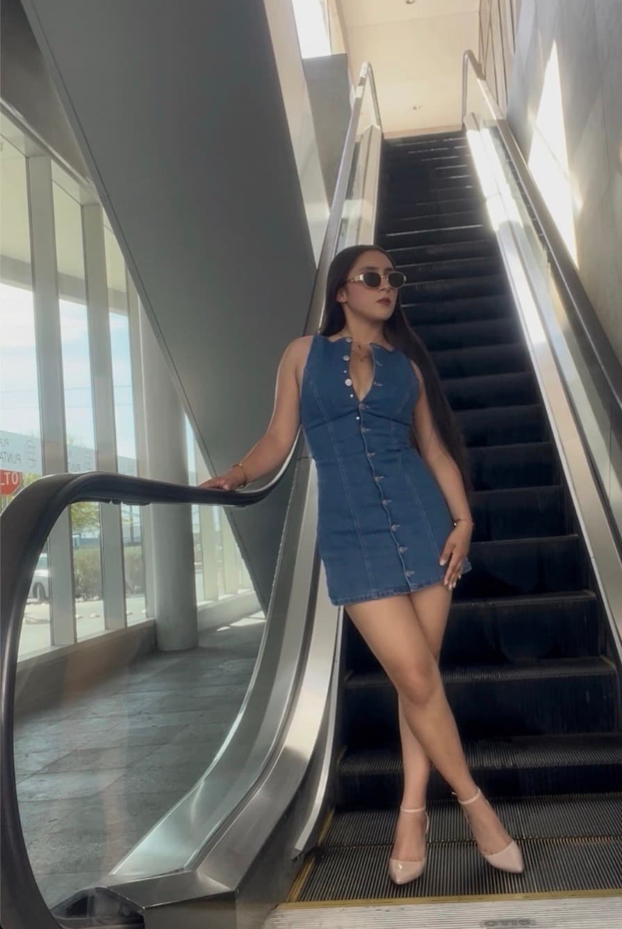 Vestido Denim Corto con Botones