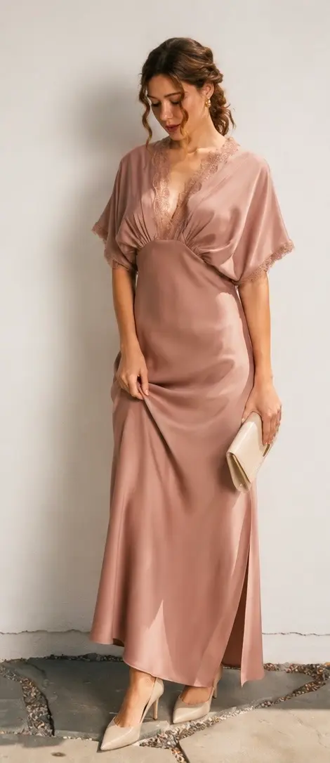 Vestido Rose Gold Midi de Satin