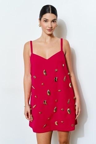 Vestido Pedrería Rojo