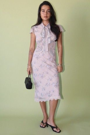 Falda Midi Estampado Con Encaje