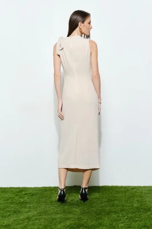 Vestido Midi Drapeado Ivory