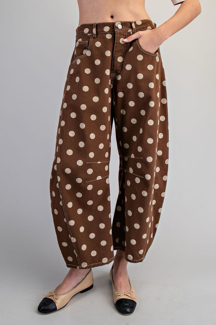Pantalón Barrel Denim Polka Dots Chocolate