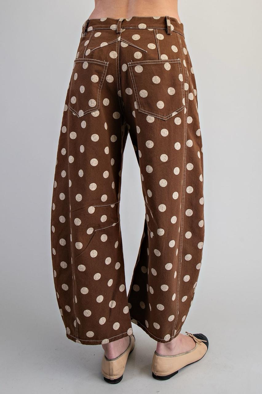 Pantalón Barrel Denim Polka Dots Chocolate