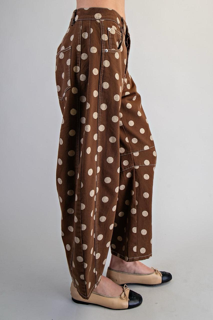 Pantalón Barrel Denim Polka Dots Chocolate