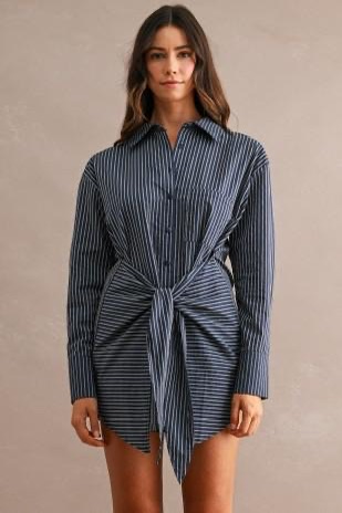 Vestido Camisero Rayas con Nudo
