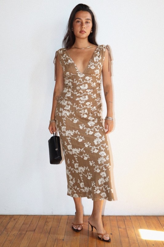 Vestido Midi Tejido Cafe