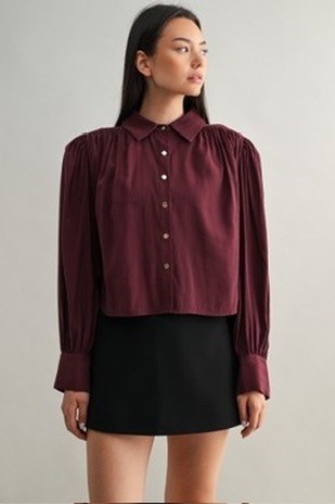 Blusa Oversize con Mangas Burgundy
