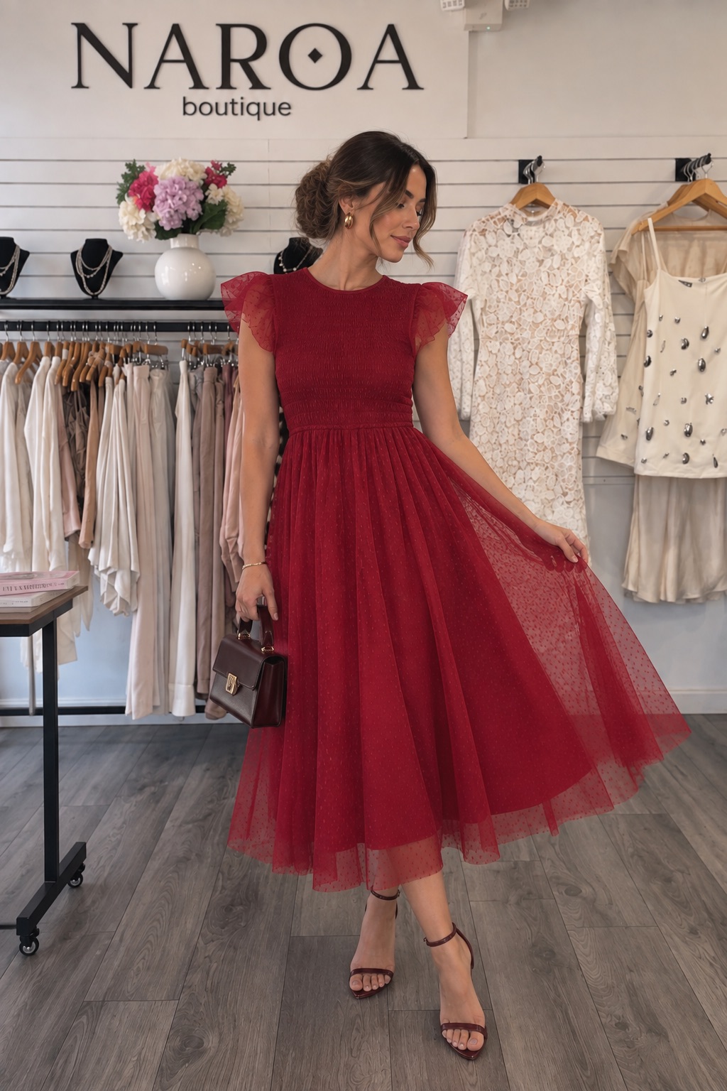 Vestido Midi Polkadots Rojo