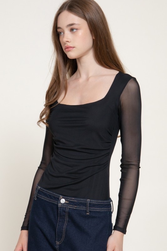 Body Mesh Negro Con Manga