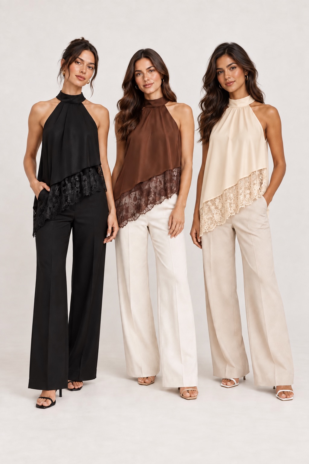 Blusa Cuello Alto Lencera Blanca