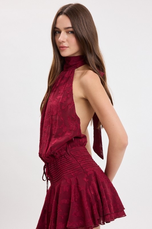 Romper Mini Halter BUrgundy