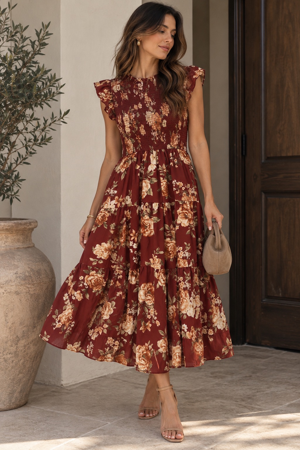 Vestido Midi Flowy Anaranjado