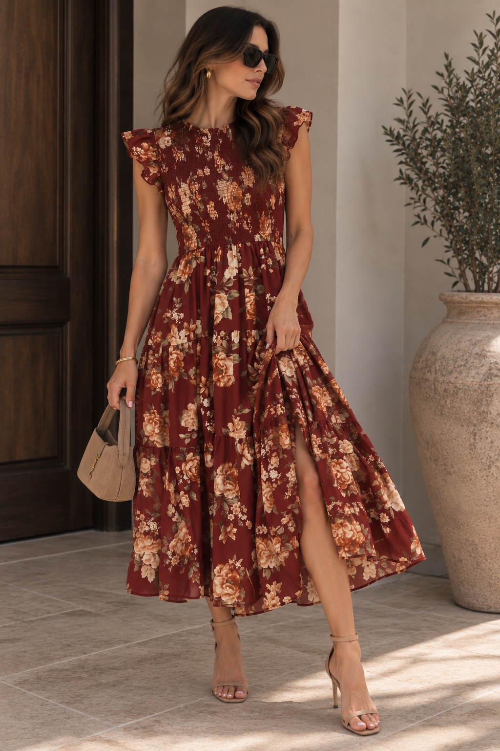 Vestido Midi Flowy Anaranjado
